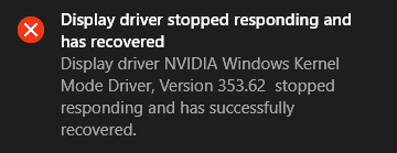 Il driver del display ha smesso di rispondere e si è ripristinato