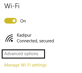 opções avançadas em wifi