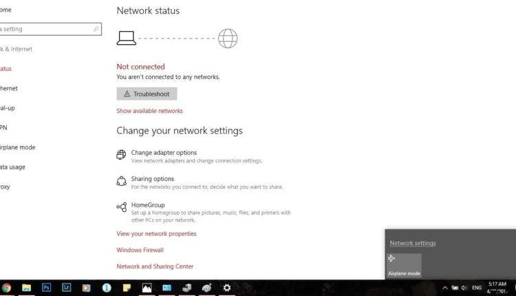 Ícone de Wi-Fi ausente na bandeja do sistema Windows 10 Laptop