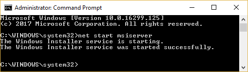 Begin Windows Installer Service