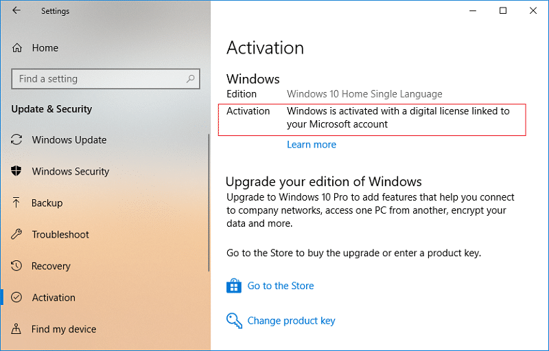 O Windows é ativado com uma licença digital vinculada à sua conta da Microsoft