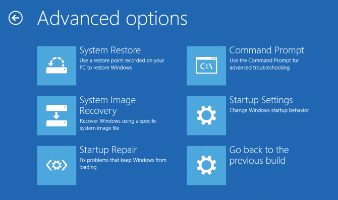 Opções avançadas de inicialização no Windows 10