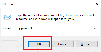 [ファイル名を指定して実行]ボックスにappwiz.cplと入力し、[OK]、[OK]の順にクリックします。修正済み：アバストアンチウイルスの「ウイルス定義に失敗しました」