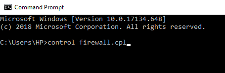Desgaitu Windows 10 Firewall Komando-gonbita erabiliz