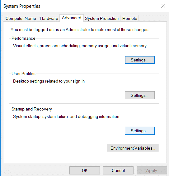Klik in het nieuwe venster onder Opstarten en herstellen op Instellingen | Waar is de locatie van het BSOD-logbestand in Windows 10?