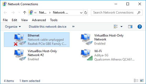 Corrigir Ethernet não funciona no Windows 10 [RESOLVIDO]