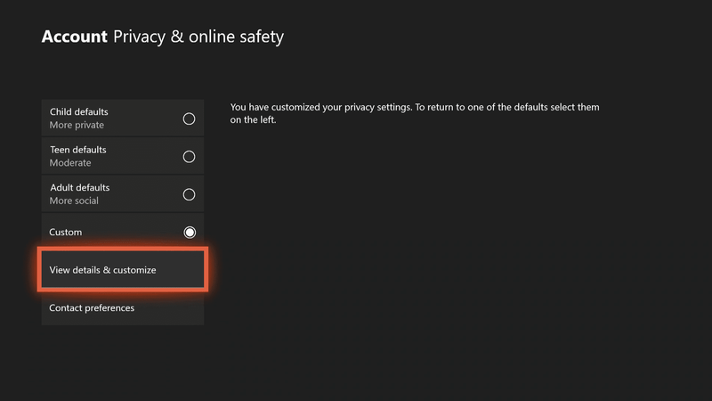 Gizlilik çevrimiçi güvenliği Ayrıntıları görüntüleyin Xbox one'ı özelleştirin