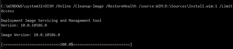 Execute o comando DISM RestoreHealth com o arquivo do Windows de origem