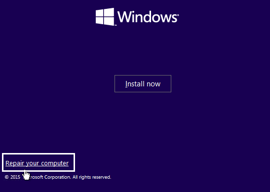 Herstel jou rekenaar / Herstel foutkode 0xc0000225 in Windows 10
