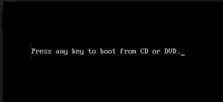 CDまたはDVDから起動するには、任意のキーを押します