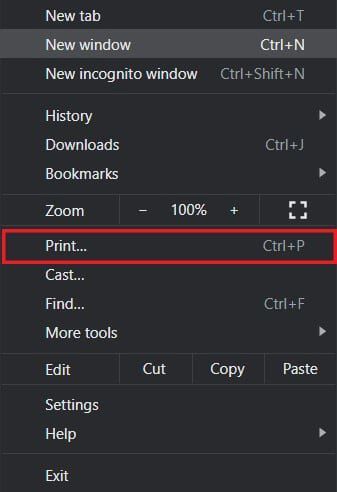 Nas opções clique em Imprimir | Como imprimir quando você não tem uma impressora
