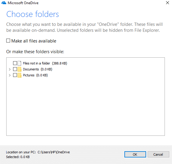 Décochez l'option Rendre tous les fichiers disponibles