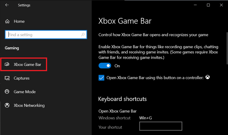 Kliknite na Xbox game bar