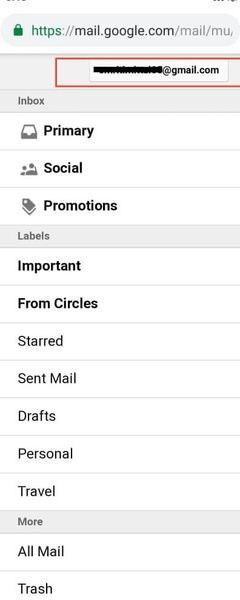 Toque no seu endereço de e-mail na parte superior do menu do Gmail