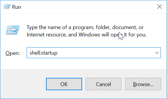 Run əmrindən istifadə edərək Windows 10-da İstifadəçilərin Başlanğıc Qovluğunu açın