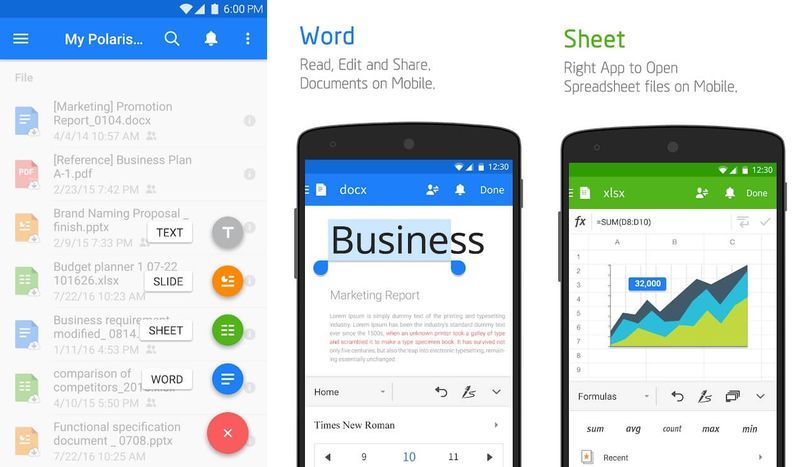POLARIS OFFICE + PDF | Најдобрите канцелариски апликации за Android за зголемување на продуктивноста