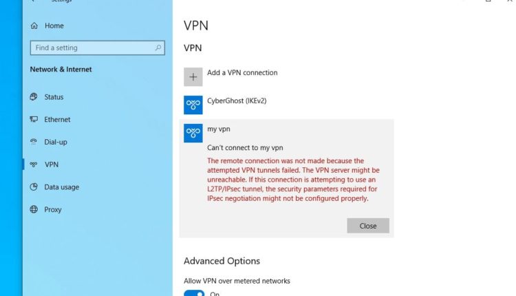 VPN errorea 691 Windows 10-n