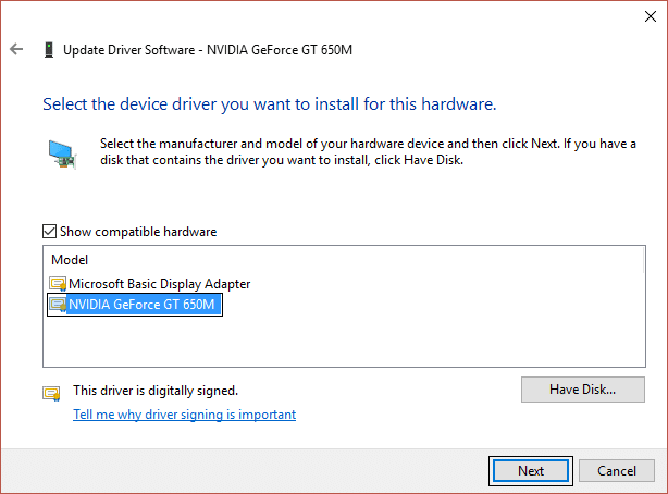 NVIDIA GeForce GT 650M | Windows 10 postavke svjetline ne rade [REŠENO]