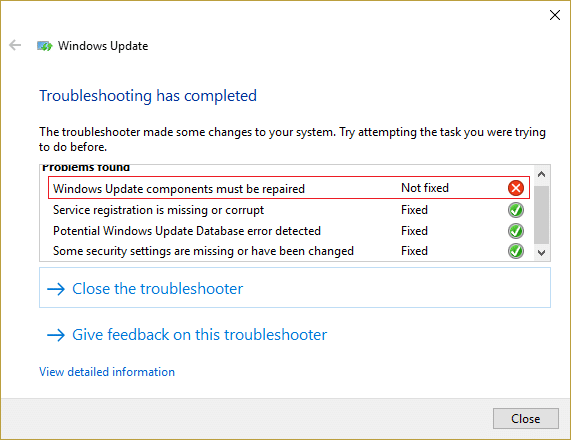 Erro de corrupção de banco de dados do Windows Update