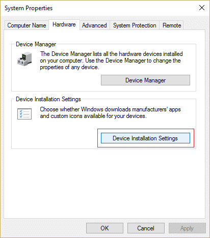 [ハードウェア]タブに切り替えて、[デバイスのインストール設定]、[デバイスのインストール設定]の順にクリックします。 Windows10でドライバーの自動ダウンロードを停止する