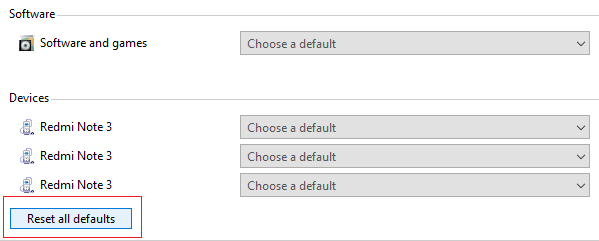 Cliccate Reset all default in u fondu sottu Autoplay