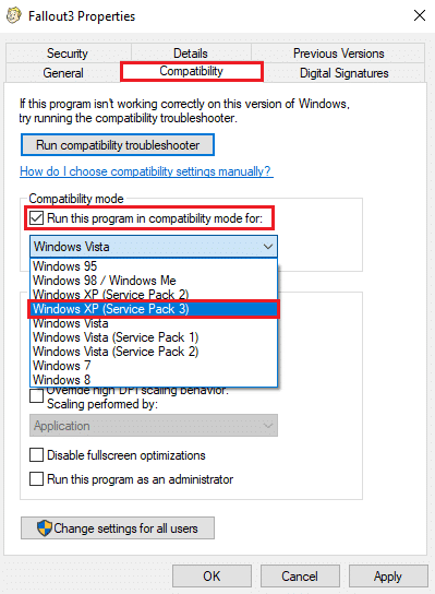Windows XP（Service Pack 3）を選択します