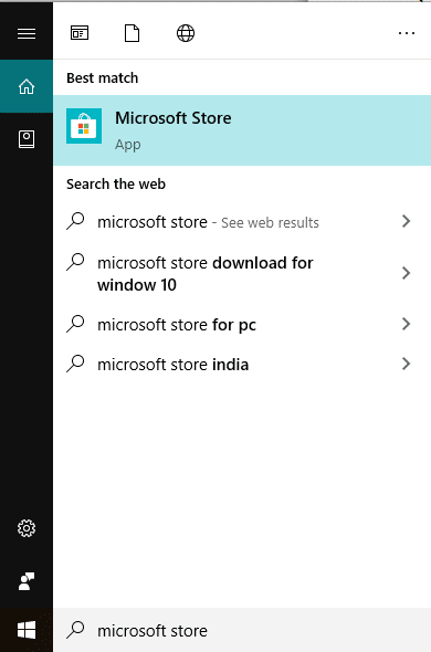 Windowsサーチバーを使用してMicrosoftストアを検索し、Microsoftストアを開きます。
