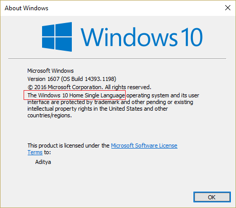 cumu verificà a versione di Windows 10