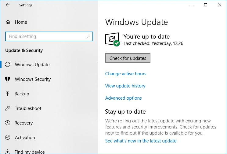 WindowsUpdateを確認する| Microsoft Virtual WifiMiniportAdapterドライバーの問題[解決済み]