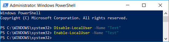 PowerShellを使用してユーザーアカウントを有効にする| Windows10でユーザーアカウントを有効または無効にする