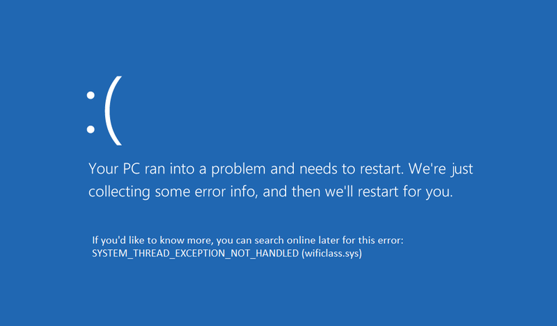 Correzione dell'errore di errore del thread di sistema non gestito Windows 10 wificlass.sys