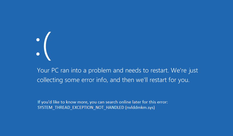 Fix System Thread-uitzondering niet afgehandeld Fout Windows 10