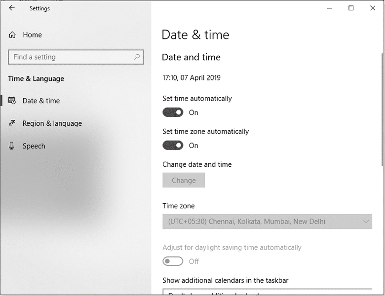 Pokušajte postaviti automatsko vrijeme i vremensku zonu | Popravite krivo vrijeme na satu u Windows 10