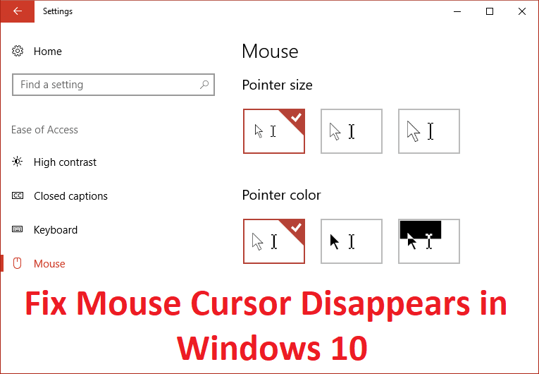 Herstel muiswyser verdwyn in Windows 10