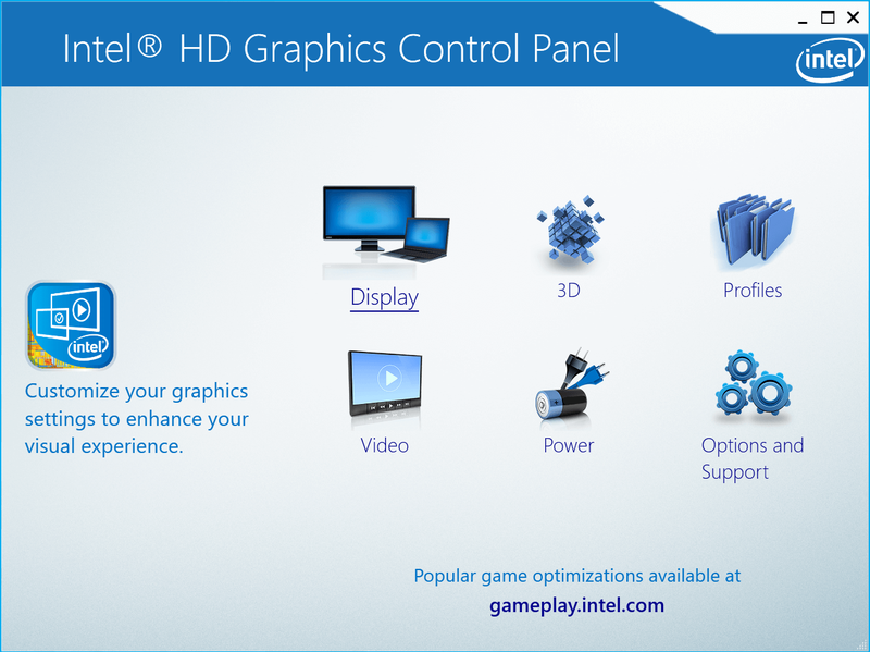 Avà cliccate nantu à Display da u Intel HD Graphics Control Panel