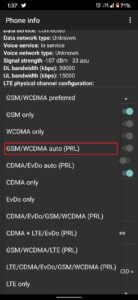 Selecteer in de lijst GSM auto (PRL)