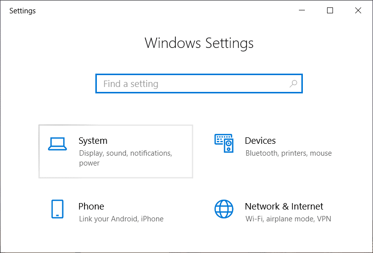 Pritisnite tipku Windows + I da otvorite Postavke, a zatim kliknite na Sistem