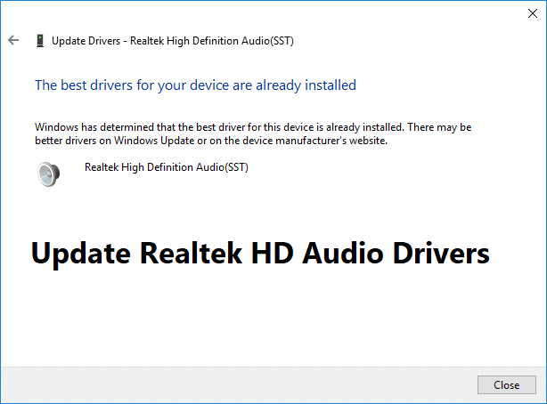 Realtek HD-audiostuurprogramma's bijwerken in Windows 10