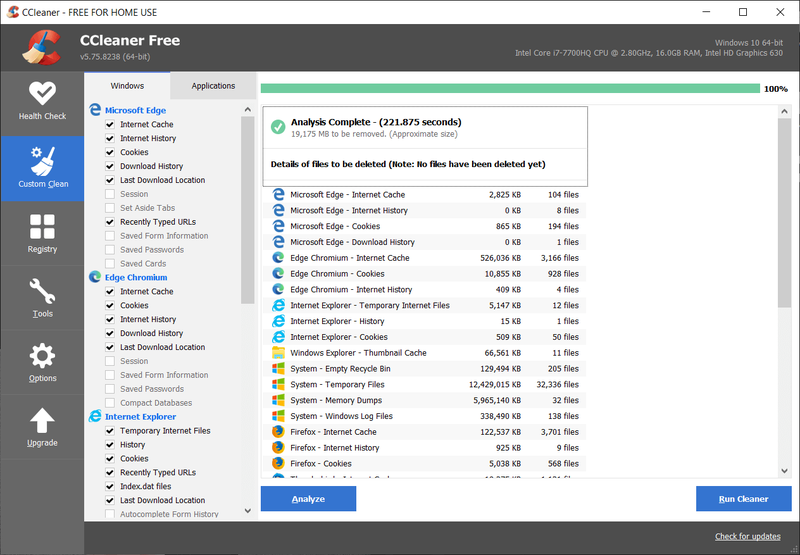 Kliknite na Run Cleaner da obrišete datoteke | Popravi Internet Explorer je prestao da radi zbog iertutil.dll