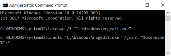 Windowsフォルダ内のregedit.exeを削除します