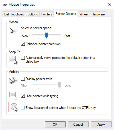 Uncheck Show location of pointer when I press the CTRL key