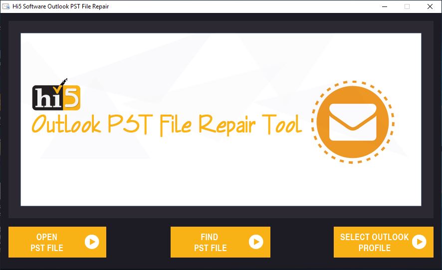 Hi5OutlookPSTファイル修復のメイン画面