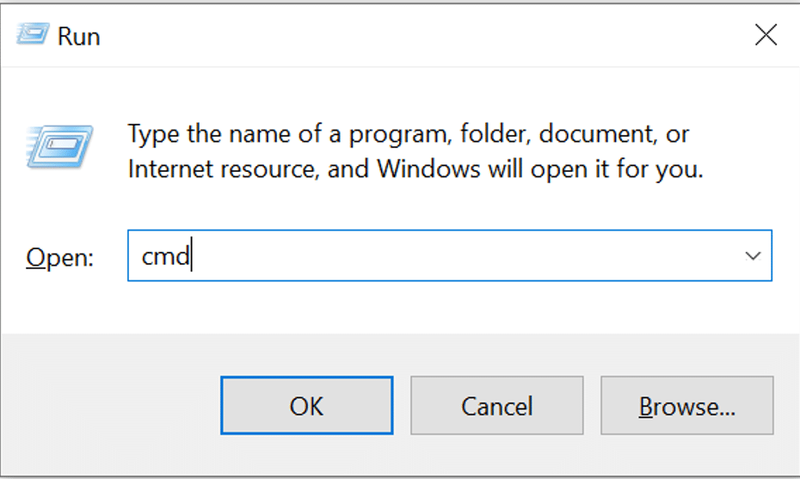 .Appuyez sur Windows + R pour ouvrir la boîte de dialogue Exécuter. Tapez cmd puis cliquez sur exécuter. Maintenant, l'invite de commande s'ouvrira.