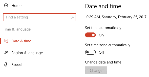 automatski postavite vrijeme u postavkama datuma i vremena
