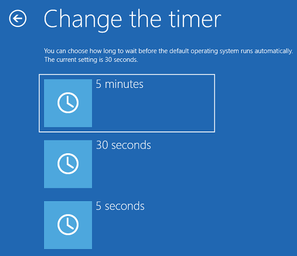 Alterar o tempo para exibir a lista de sistemas operacionais na inicialização no Windows 10