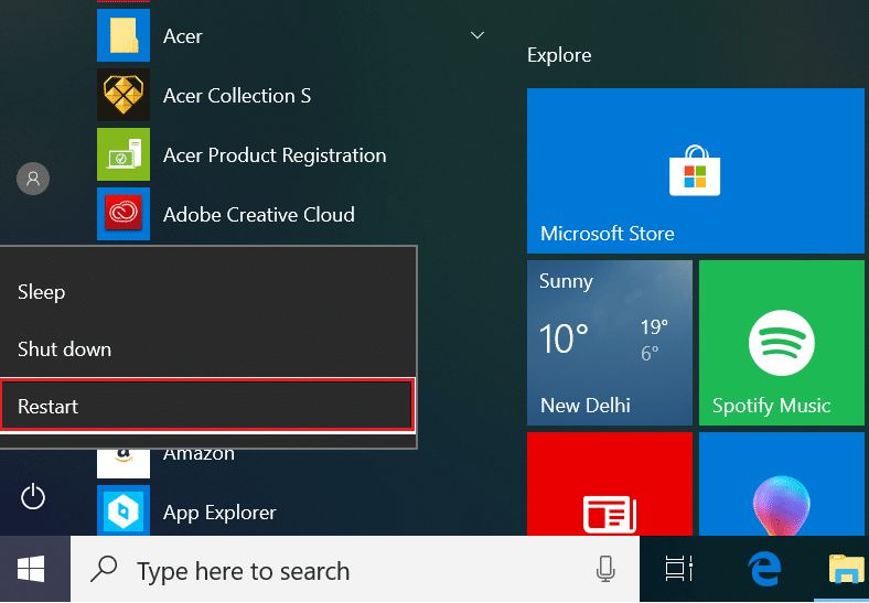 Kliknite na dugme za napajanje Ponovo pokreni. Uređaj priključen na sistem ne funkcioniše Windows 10