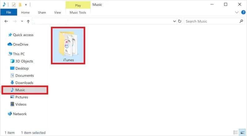 Potražite folder iTunes Music u sistemu i otvorite ga | Datoteka iTunes Library.itl se ne može čitati - Popravljeno