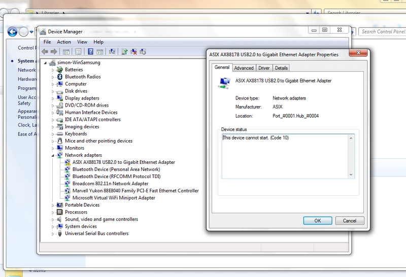 Device manager ethernet adapter yuam kev