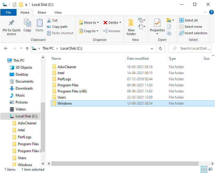Kliknite na lokalni disk (C:), a zatim dvaput kliknite na Windows kao što je prikazano na donjoj slici.