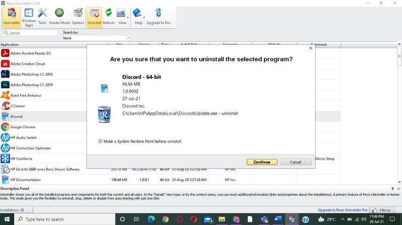 Klik på Fortsæt for at bekræfte afinstallationen. hvordan man løser Hamachi Tunnel Problem i Windows 10